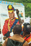 Painting a poster at the Kabala agricultural show