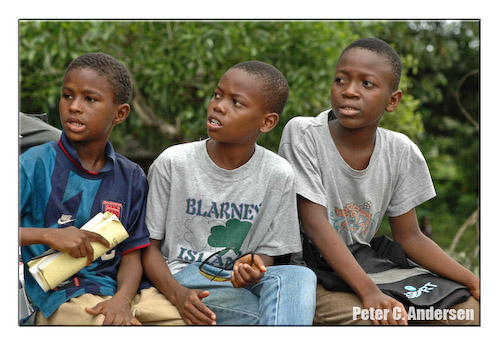 Young football fans in Freetown.