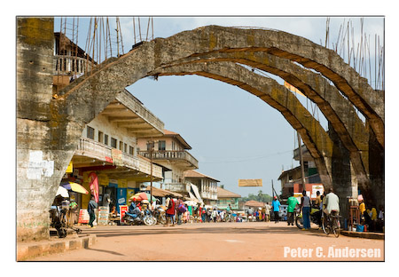Arches over the Makeni business district.